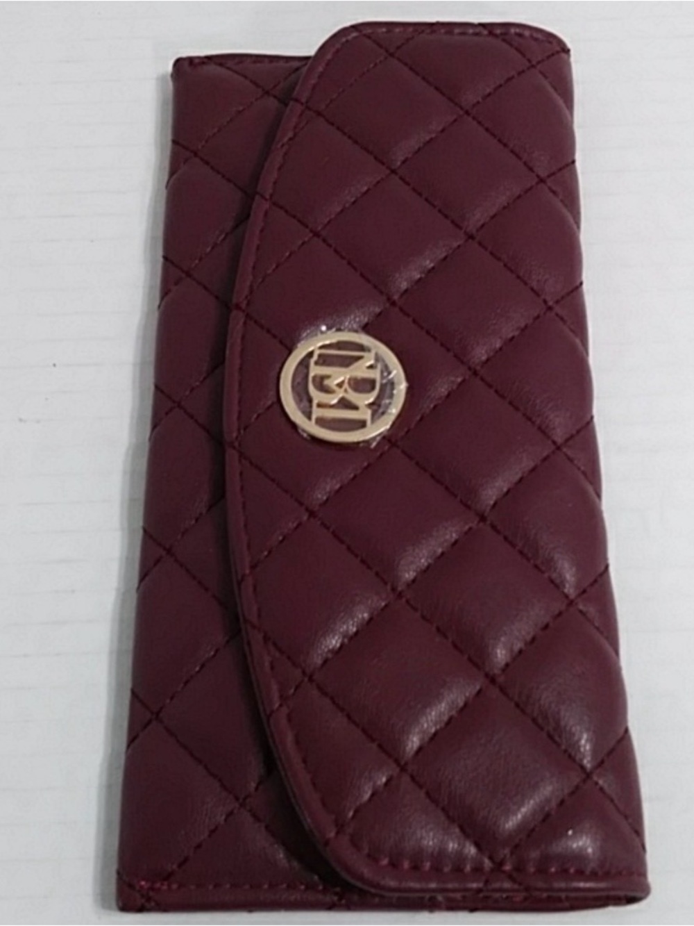 Badgley Mischka  NWT Quilted Burgundy Wallet with Gold Emblem - Picture 2 of 7